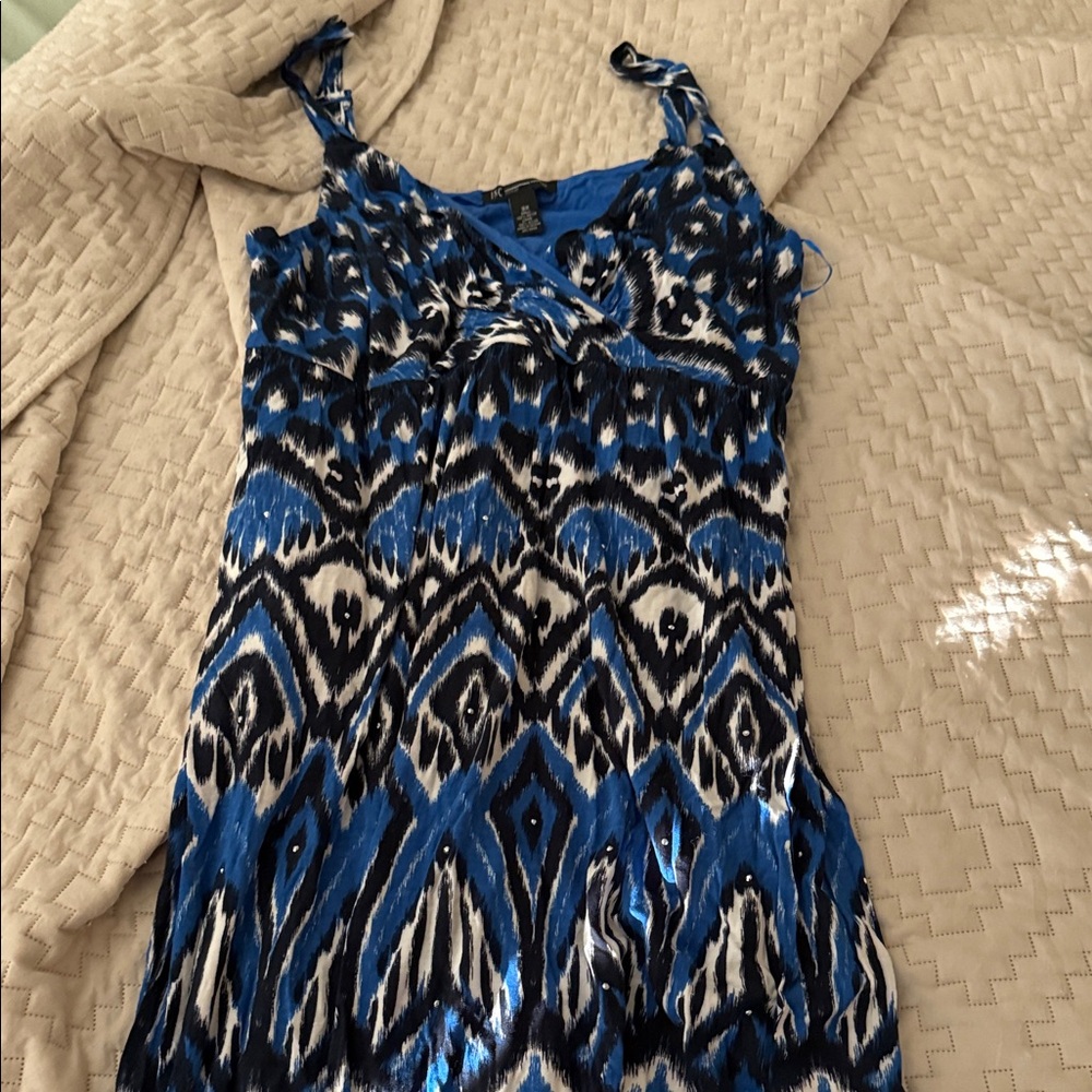 INC International Concepts Blue and Black Mini Dress - Picture 3 of 4